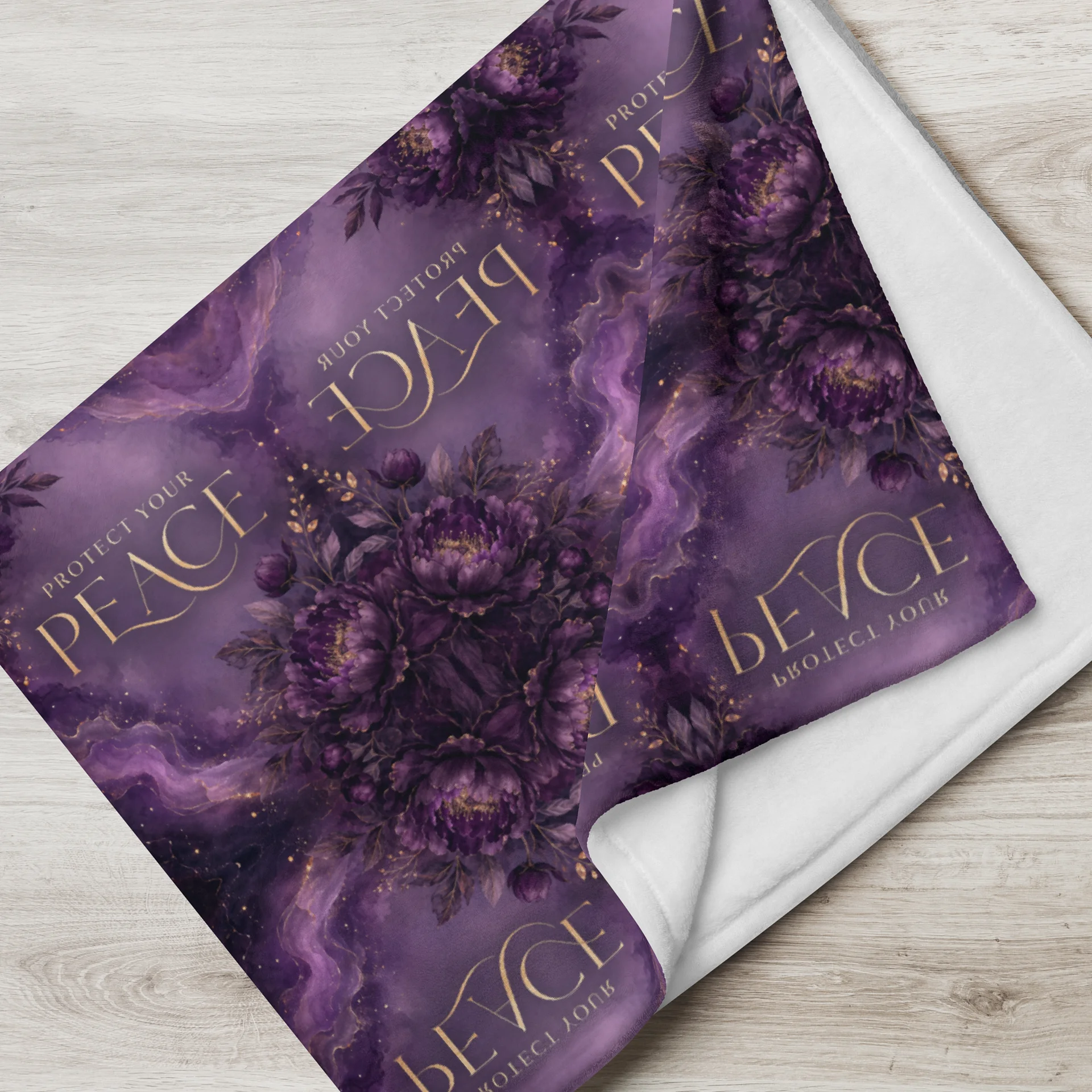 Protect Your Peace Purple Floral Throw Blanket product image (1)