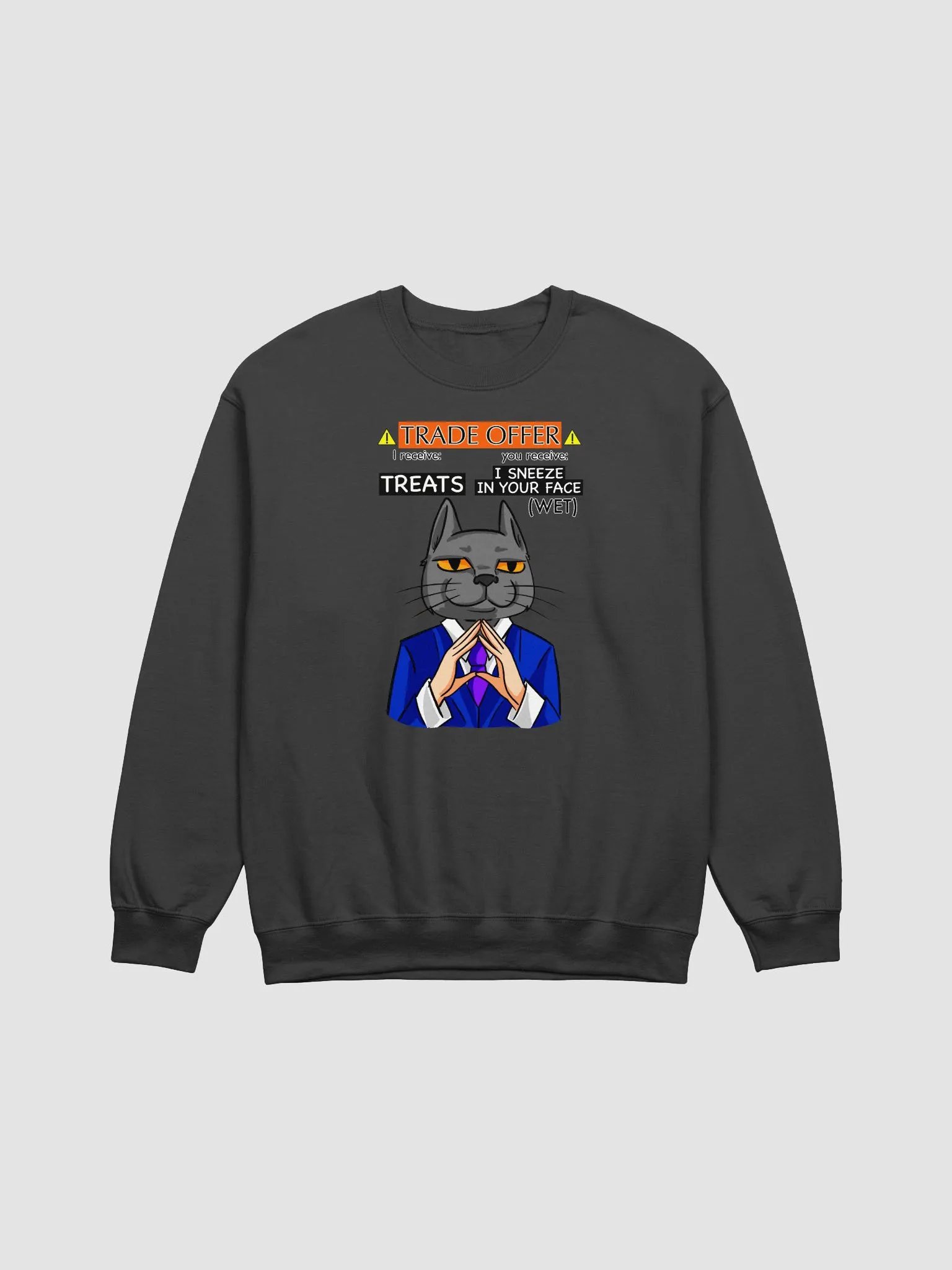Trade Offer Human-Cat Meme Crewneck Sweatshirt Multicolor product image (1)