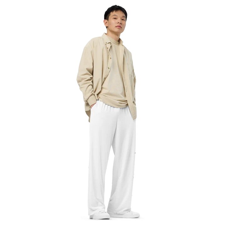 White with BLK Logo Wide Leg Joggers product image (2)