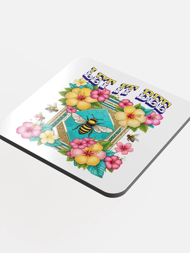 Let It Bee Flower Buzzing Garden Glossed Cork Coaster product image (1)