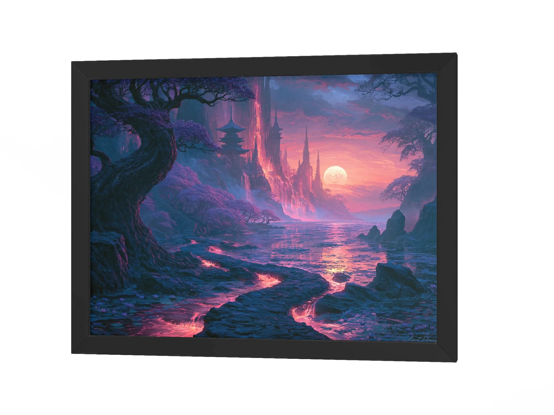 Violet Castle Framed Art Print — Moonrise at the Violet Citadel product image (4)