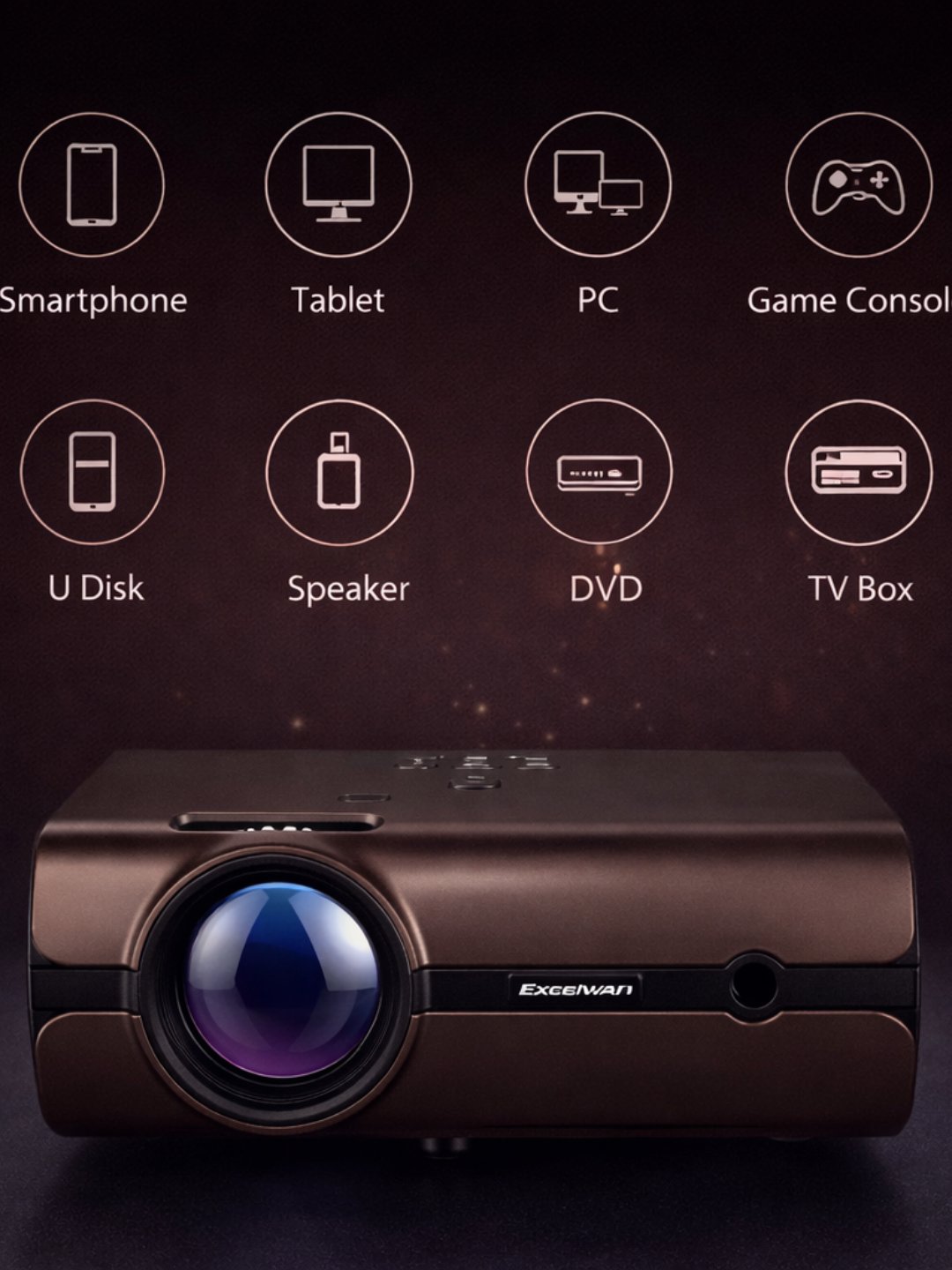 Portable Mini Projector 1080P HD WiFi Bluetooth – Home Theater & Outdoor Movie Compatible product image (2)