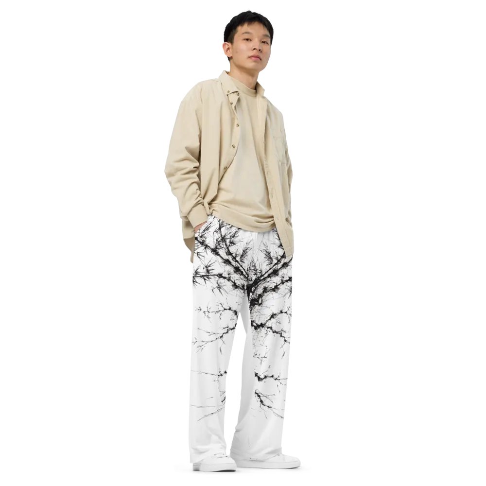 Bamboo Print Unisex Wide-Leg Pants product image (8)