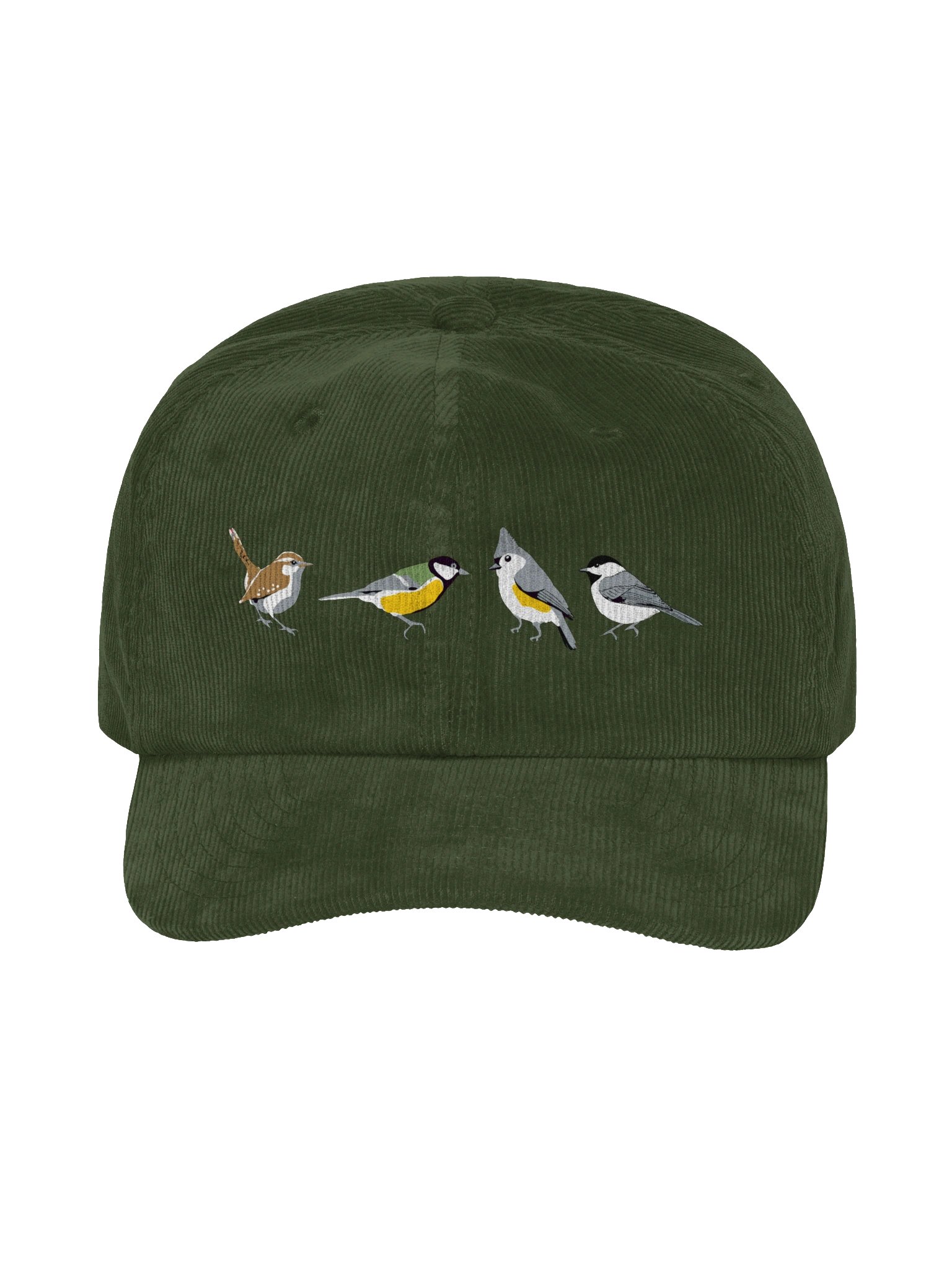 Backyard Birding DTF Printed Corduroy Hat | Carolina Wren, Great Tit, Tufted Titmouse & Chickadee product image (17)