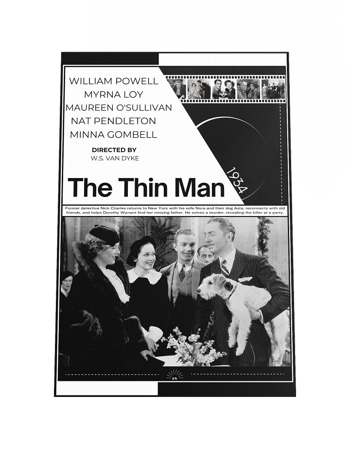 The Thin Man with William Powell and Myrna Loy 1934 | Movie Poster | 12x18 Wall Art product image (1)