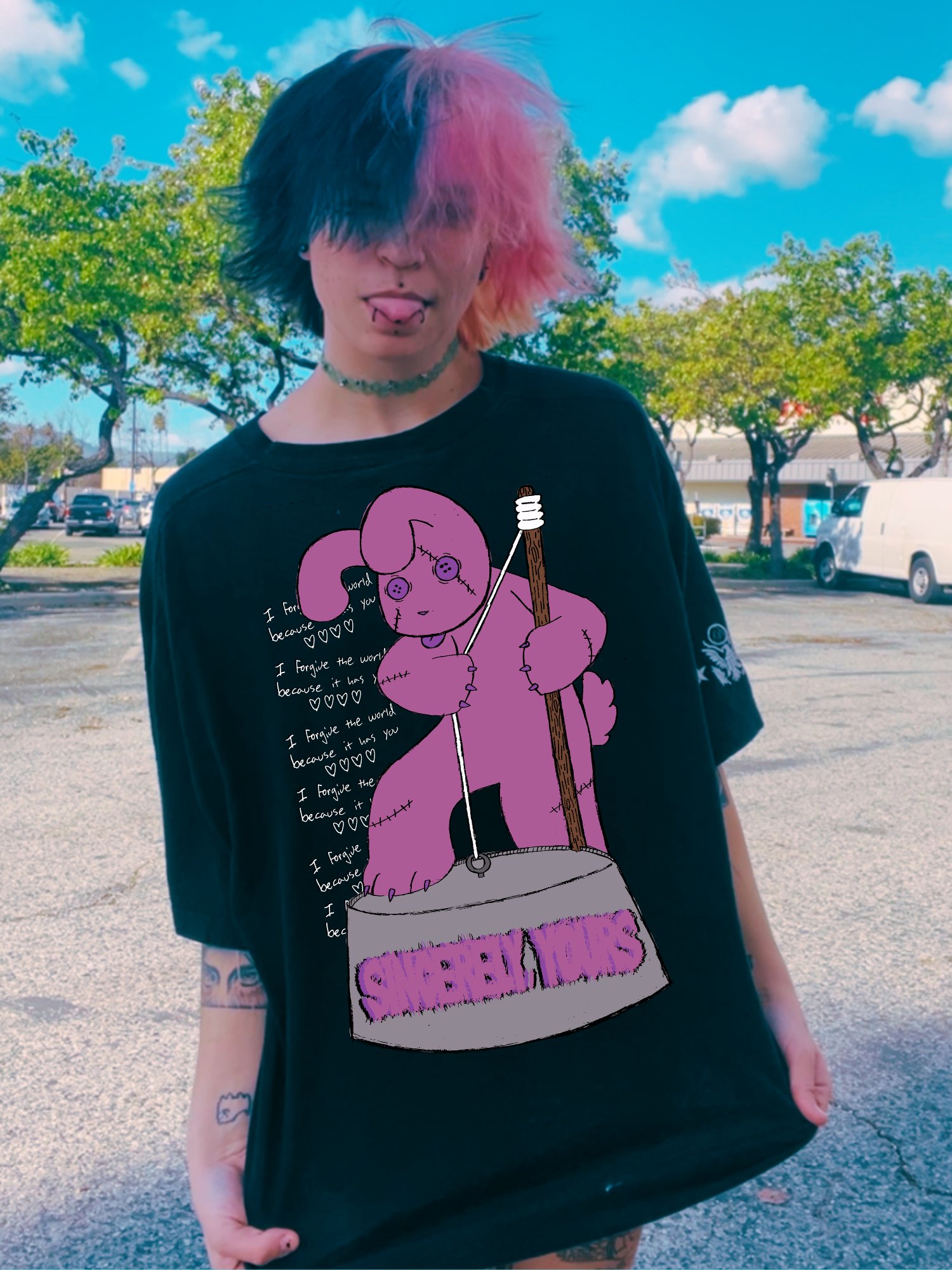 Pink Gut Bucket Bunny V-Day Shirt product image (1)