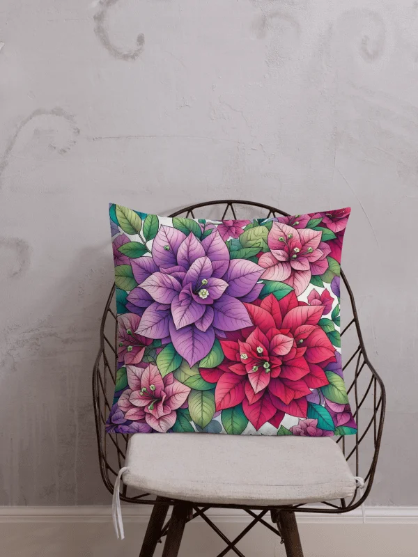 Vibrant Floral Symphony Premium Pillow | AI Design flower Horstensia product image (1)