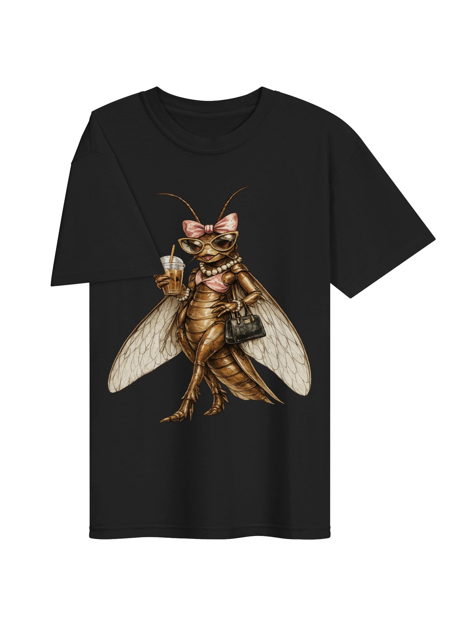 Fashionista Cockroach Graphic Tee | Quirky Iced Coffee Vintage Shirt product image (3)