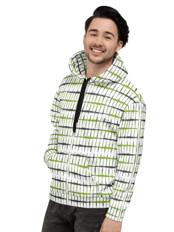 Neon Pulse Grid – Urban Style Green Interlock Unisex Hoodie product image (1)