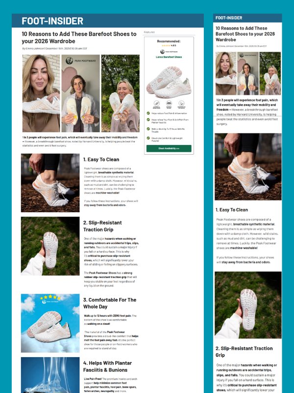 10 Reasons Advertorial Landing Page – High-Converting Barefoot Shoe Template product image (1)