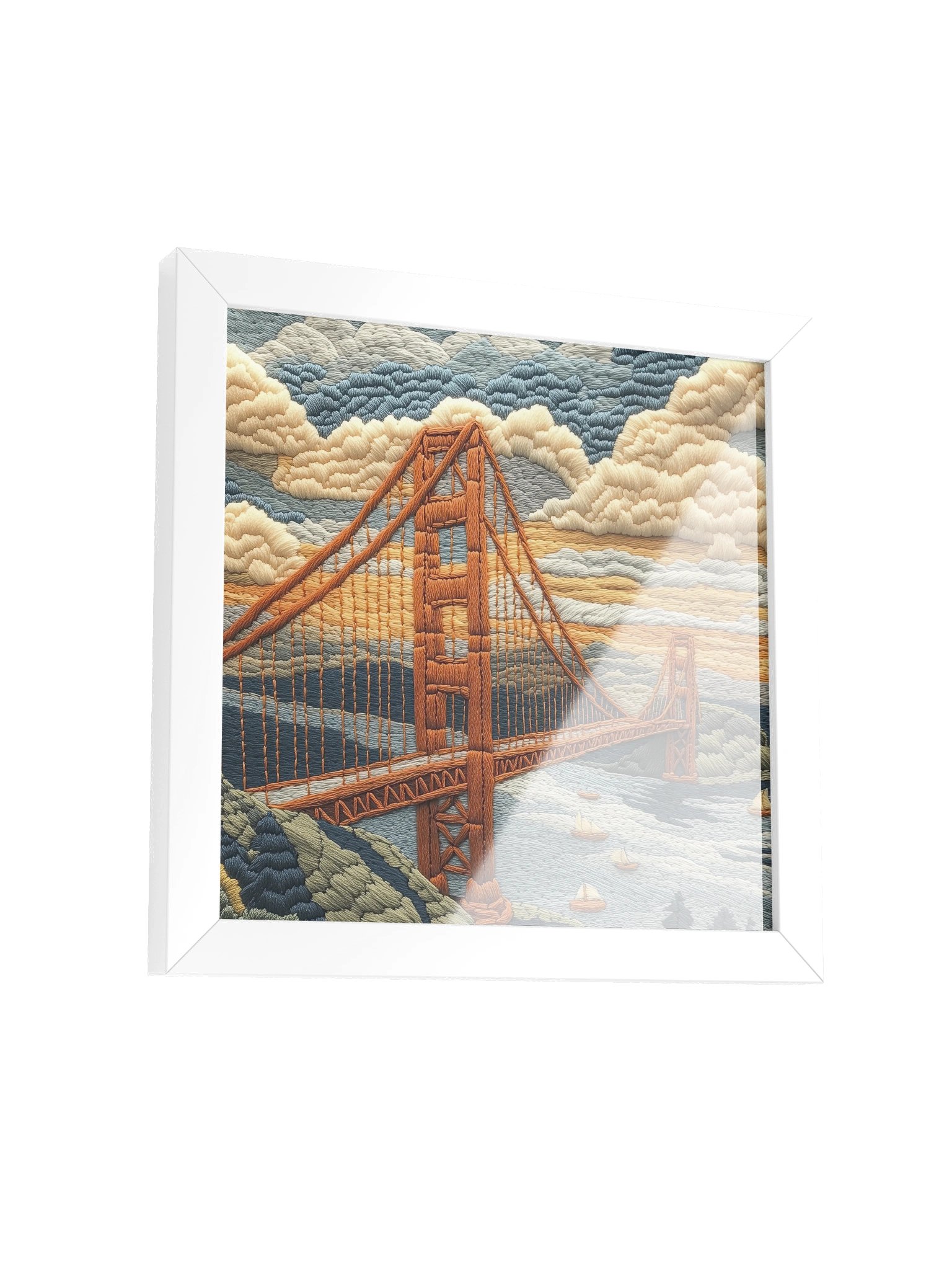 Meet Me by the Golden Gate | Embroidery-Style Wall Art — Framed Print product image (23)