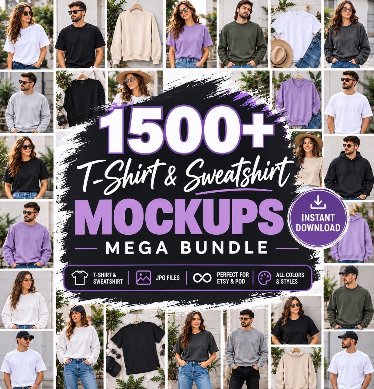1500+ T-SHIRT & SWEATSHIRT MOCKUPS – JPG MEGA BUNDLE product image (1)