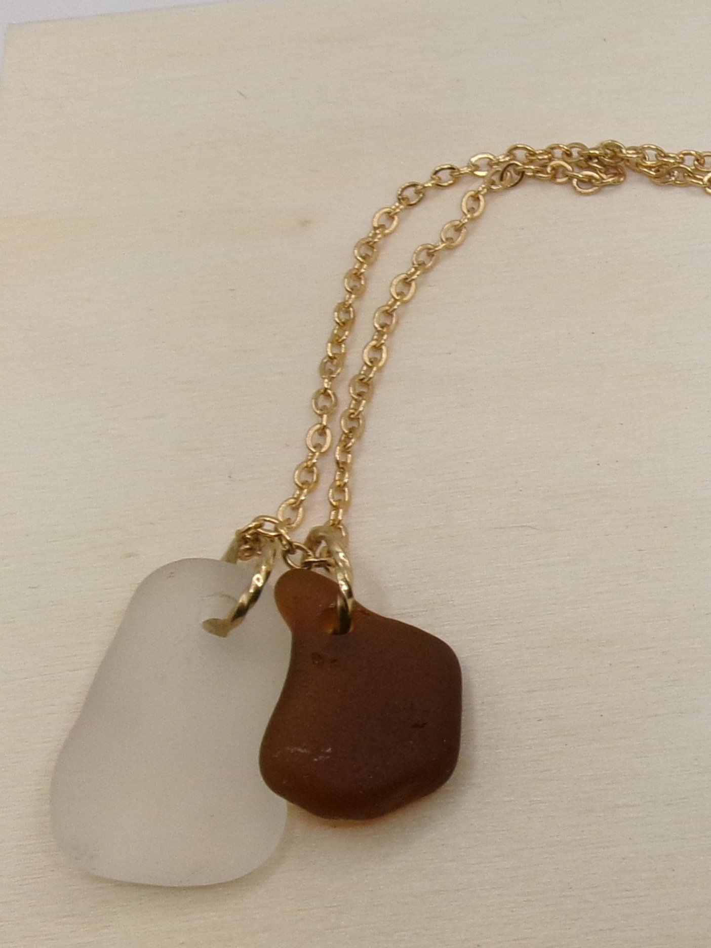 Brown and Clear Sea Glass Necklace product image (1)