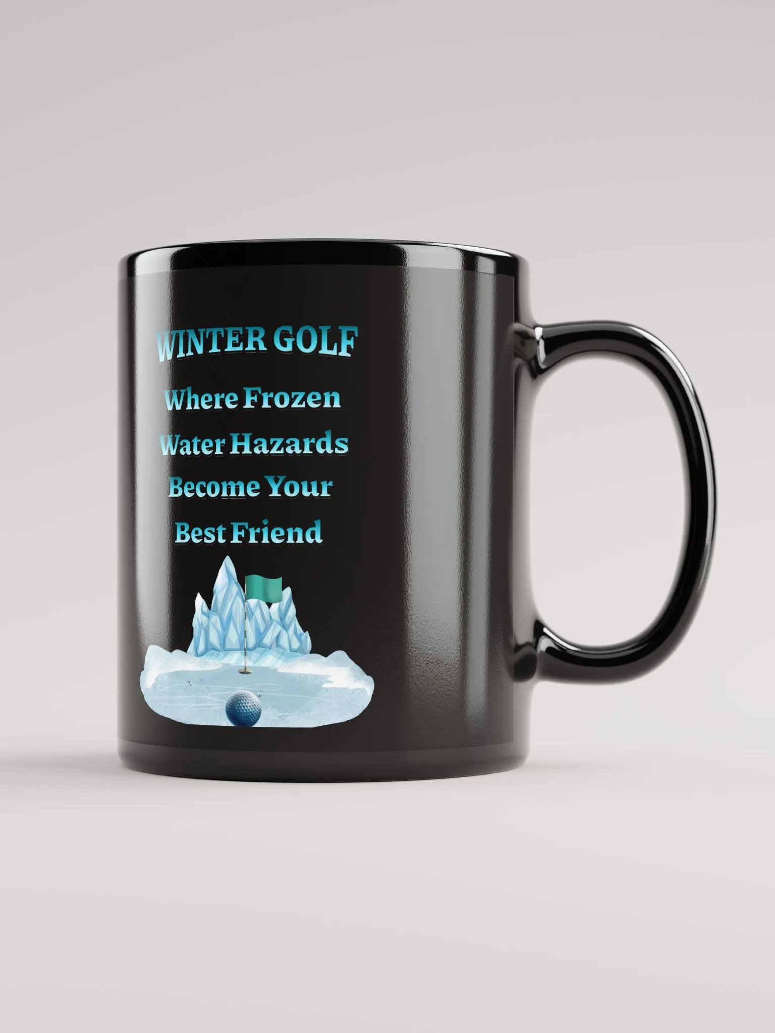 Winter Golf Funny Golfing Scene Black Mug product image (6)