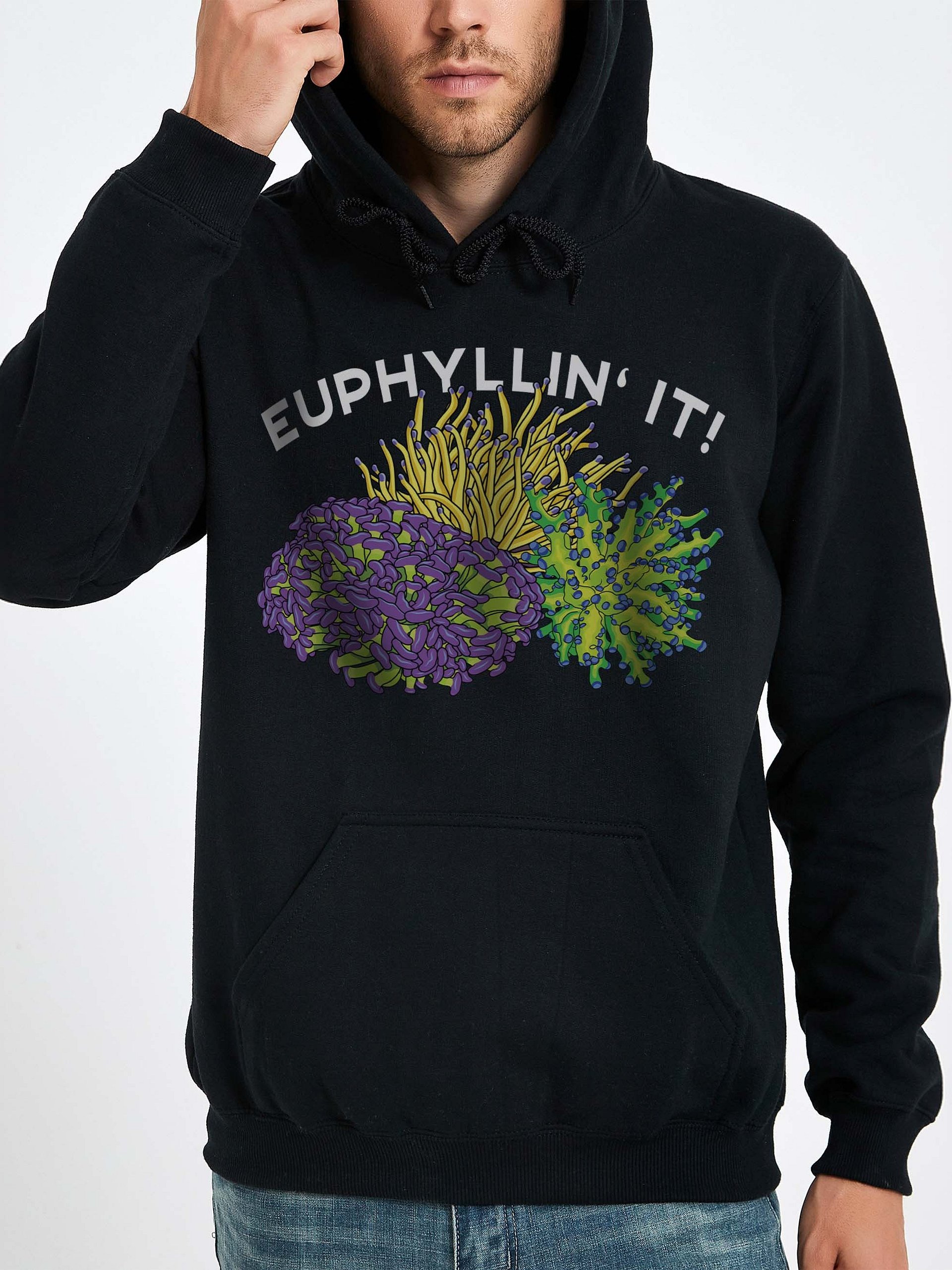 Euphyllin' It! Torch, Hammer, and Frogspawn Corals Hoodie for Reef Aquarium Lovers product image (2)