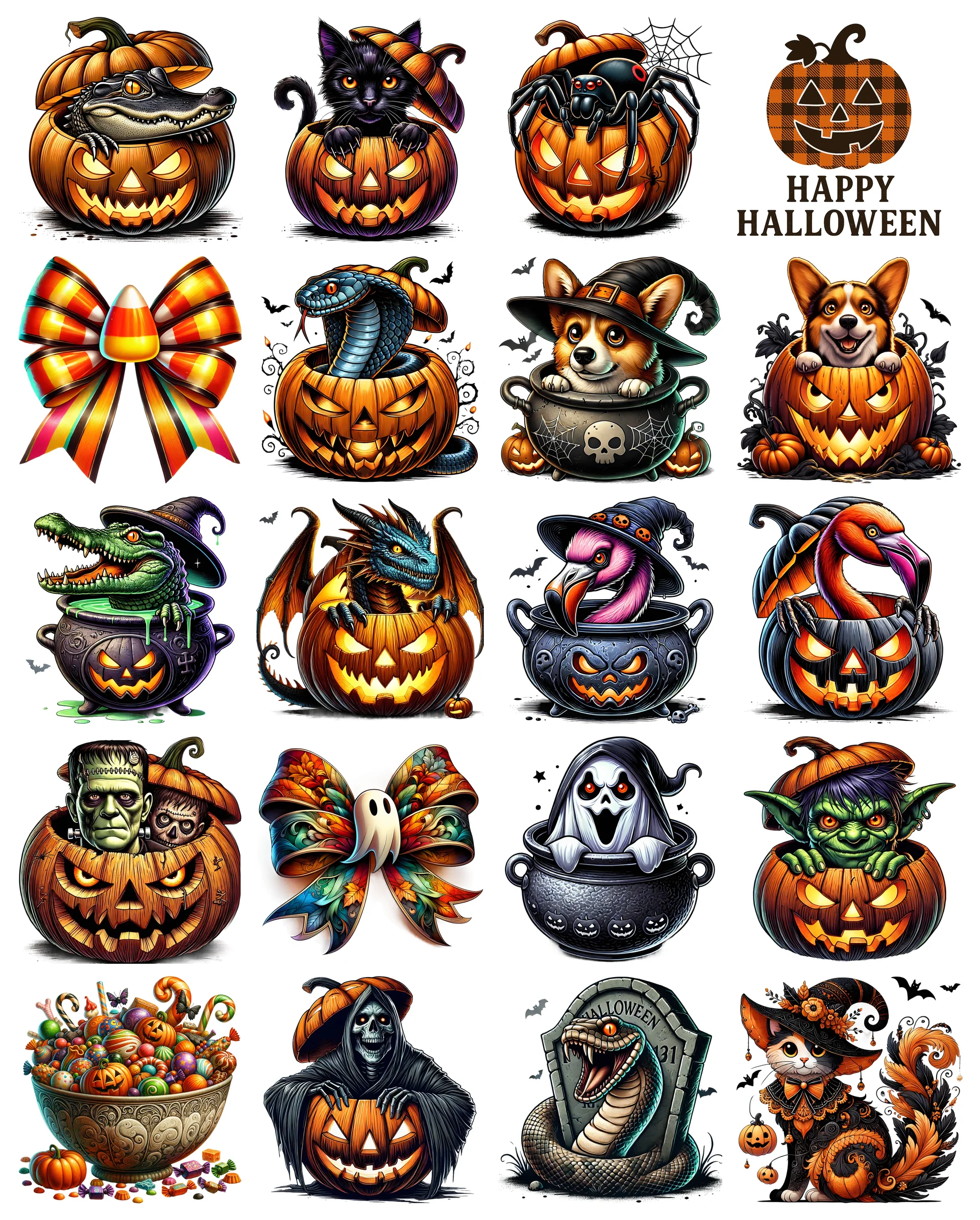 Halloween PNG Bundle | 91 Designs | Commercial Use | Sublimation Clipart product image (1)