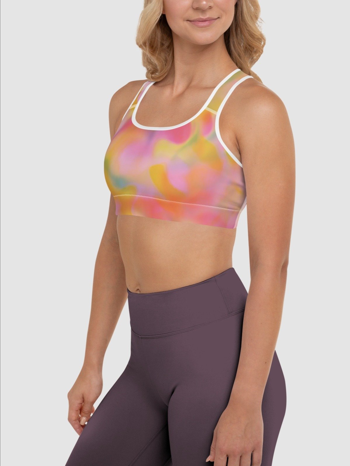 Sport Bra "Sweet Pastel Tie Dye in Orange Light Pink" product image (5)