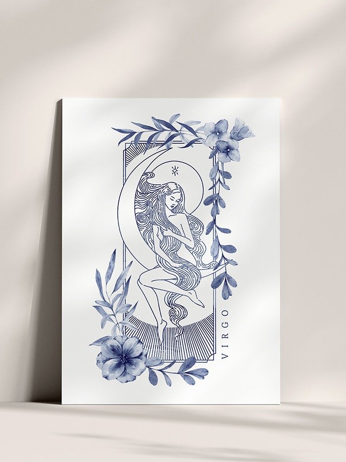 Virgo Blue Line Art Zodiac Print product image (2)