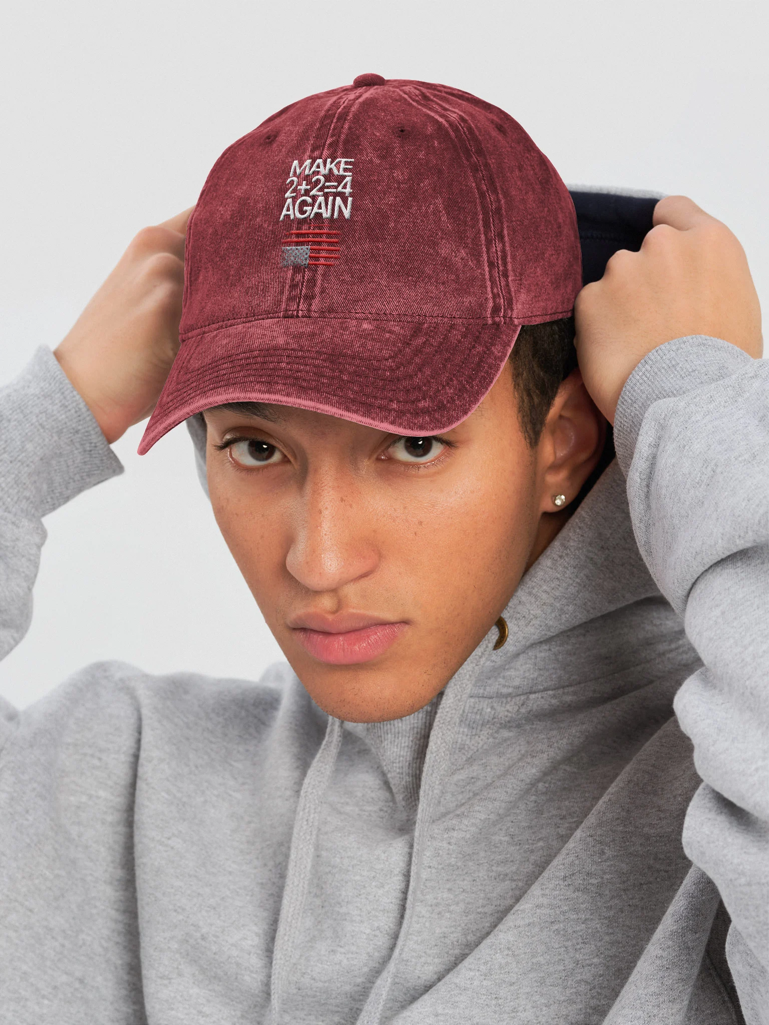 Make 2 + 2 = 4 Again Cap | Maroon product image (6)