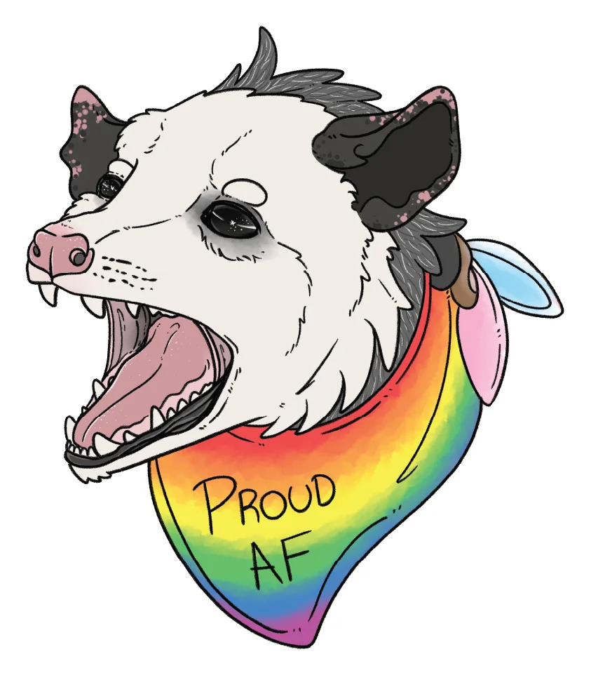 Trash Critter Pride Series Sticker (Proud AF Opossum) product image (1)