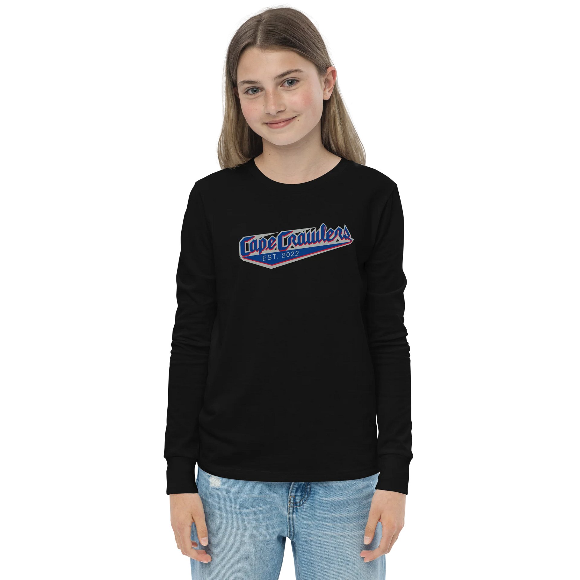 Varsity Logo (Blue) Youth Long Sleeve Shirt product image (7)