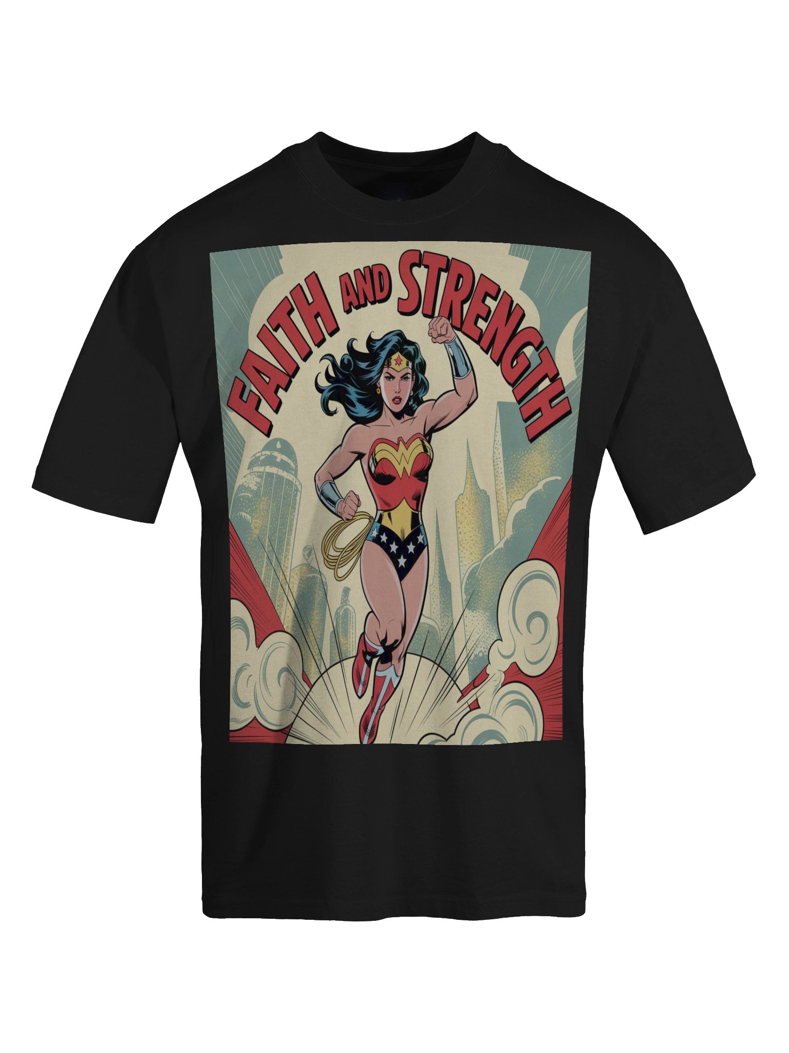 Wonder Woman Faith and Strength Legacy Oversized Faded T-Shirt product image (1)