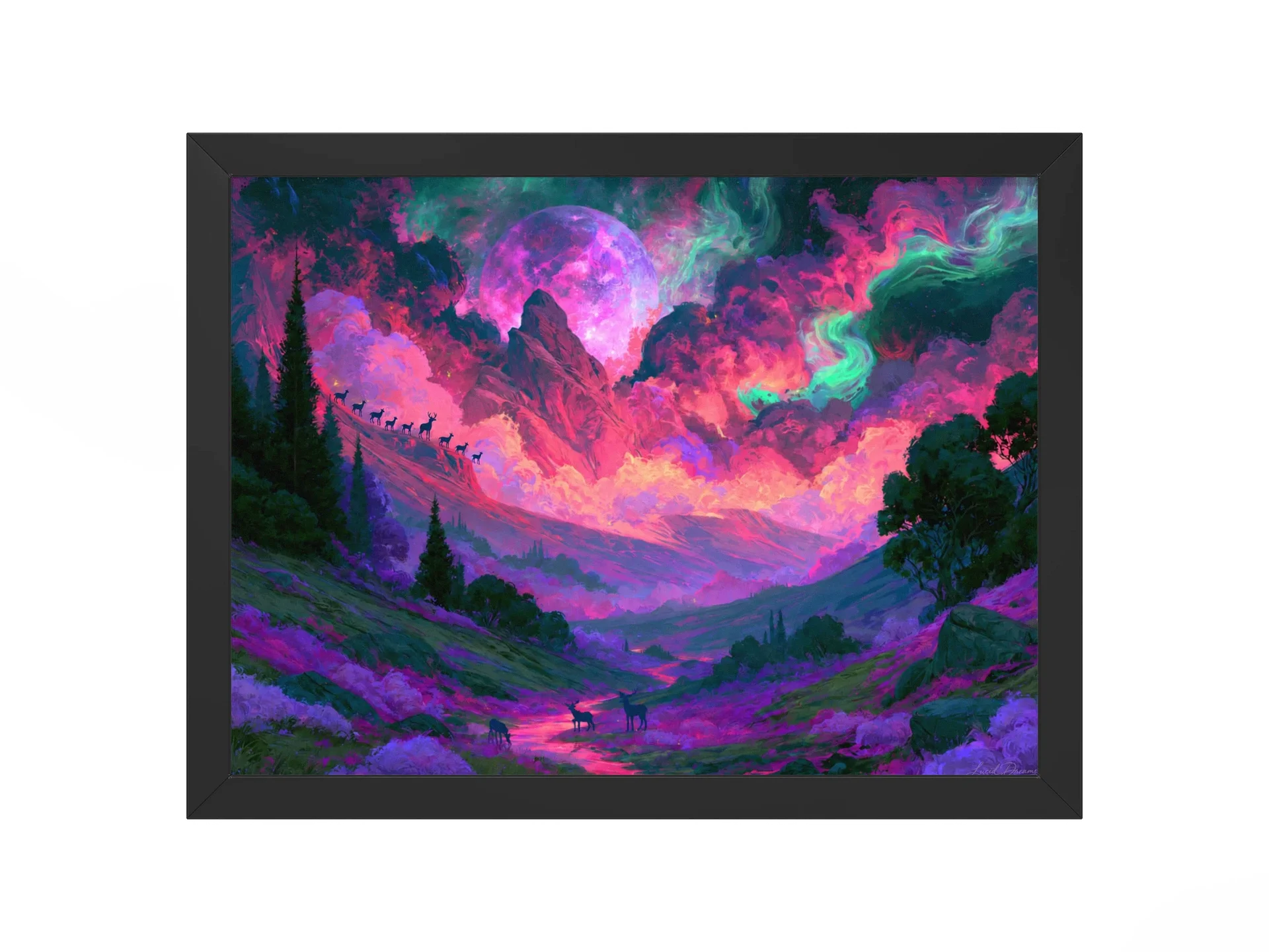 Neon Moon Landscape Framed Art Print — Neon Moon Valley product image (1)