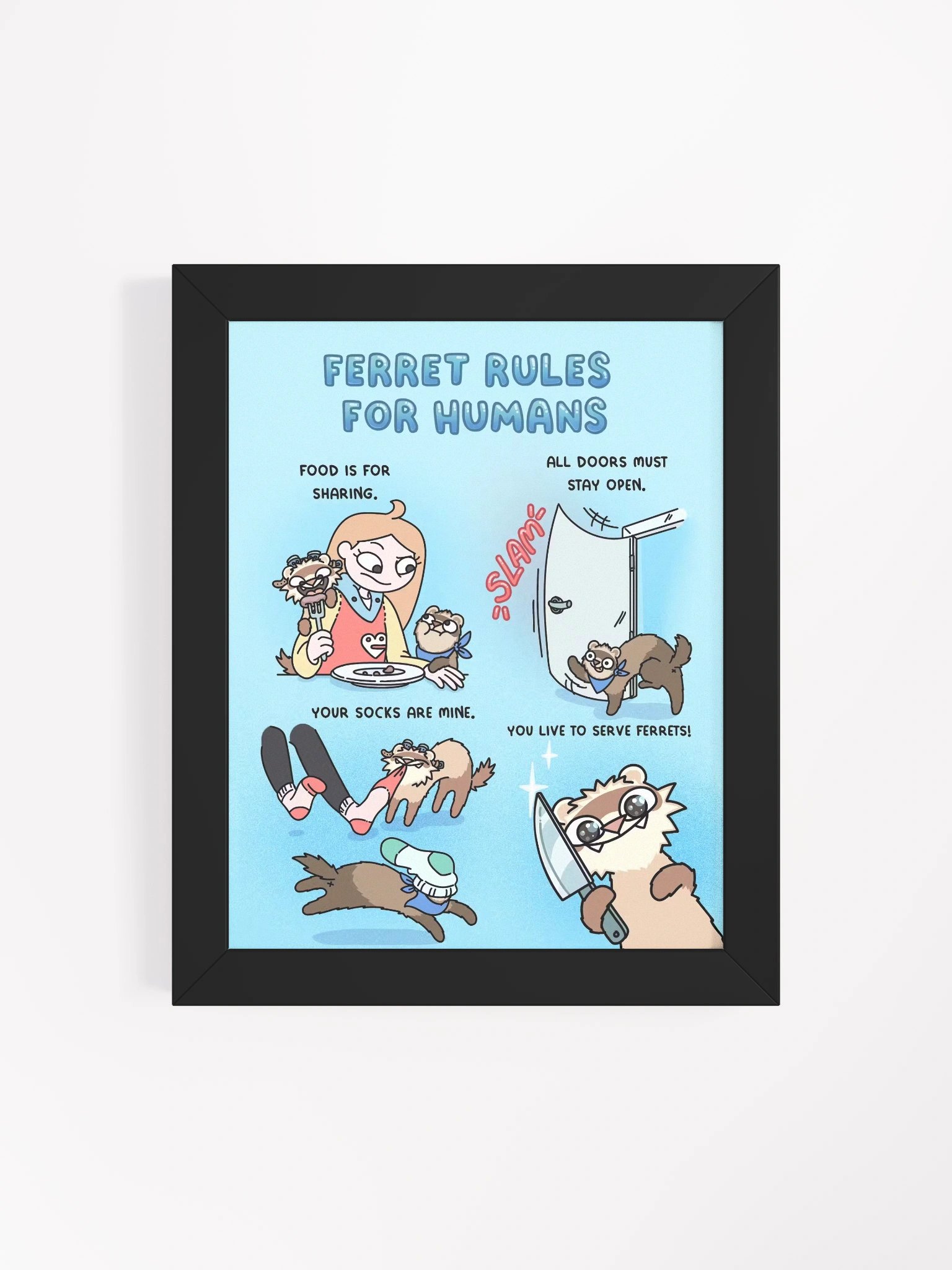 Ferret Rules for Humans | Framed Print product image (13)