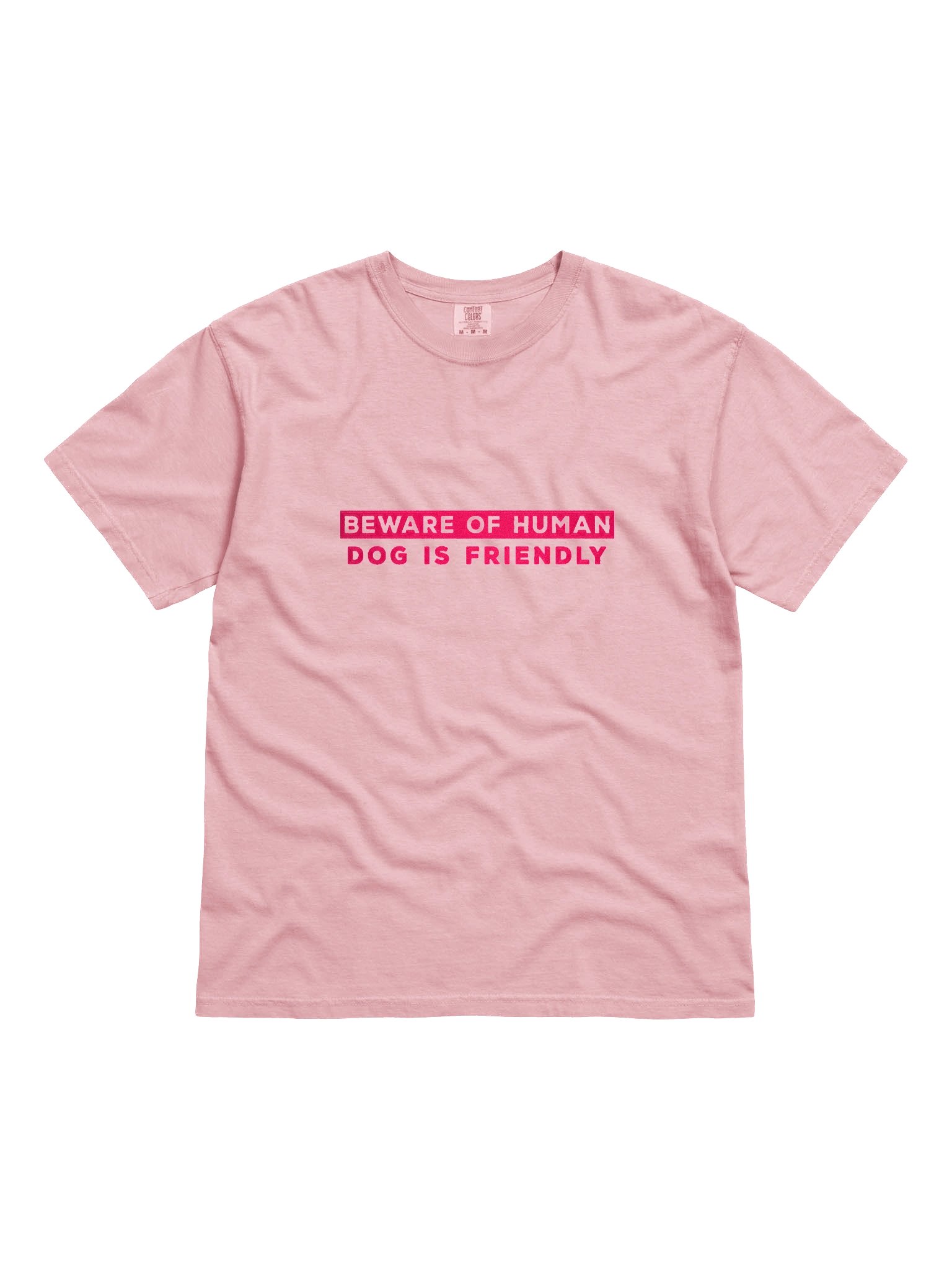 Beware of Human. Dog Is Friendly T-Shirt(Embroidered) Tone-on-Tone Design for Dog Lovers product image (4)