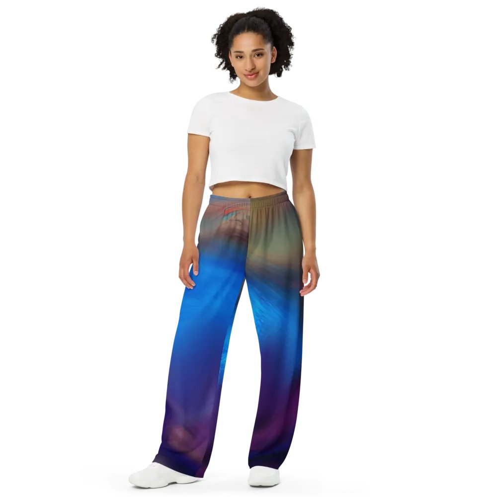 Rainbow Colorful Pattern Unisex Wide Leg Pants | Colorful Pants product image (1)