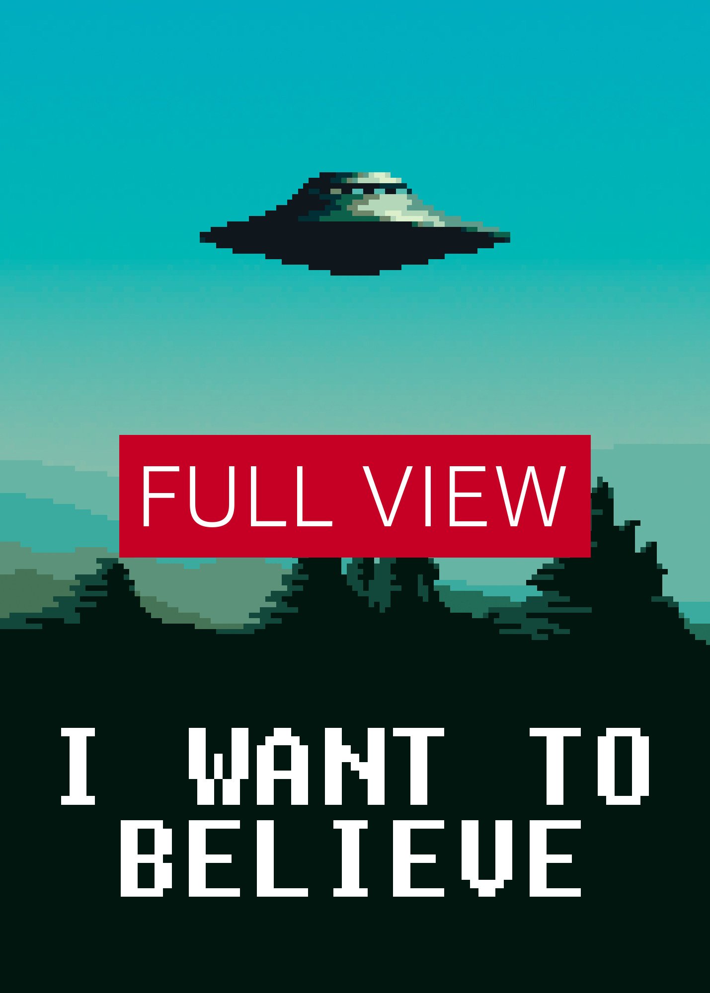 I want to believe / X-Files poster. Pixelart version (Ver.1, Season 1-3, 1993-1996) — sci-fi poster, movie poster, space art print product image (3)
