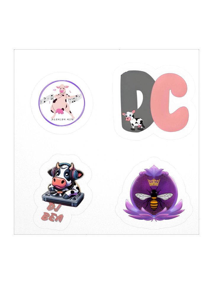 Dancing Cow and DJ Bee Kiss Cut Stickers Set product image (1)