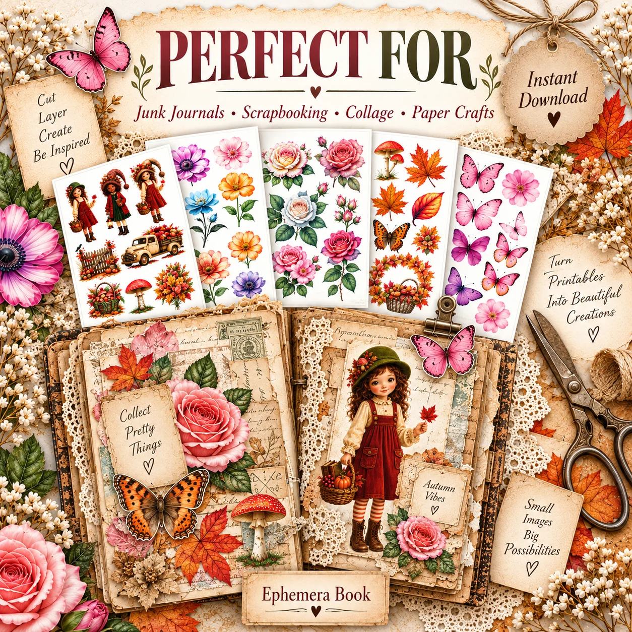 FREE Vintage Ephemera Printable Pack – 6 Pages for Junk Journals & Collage product image (3)