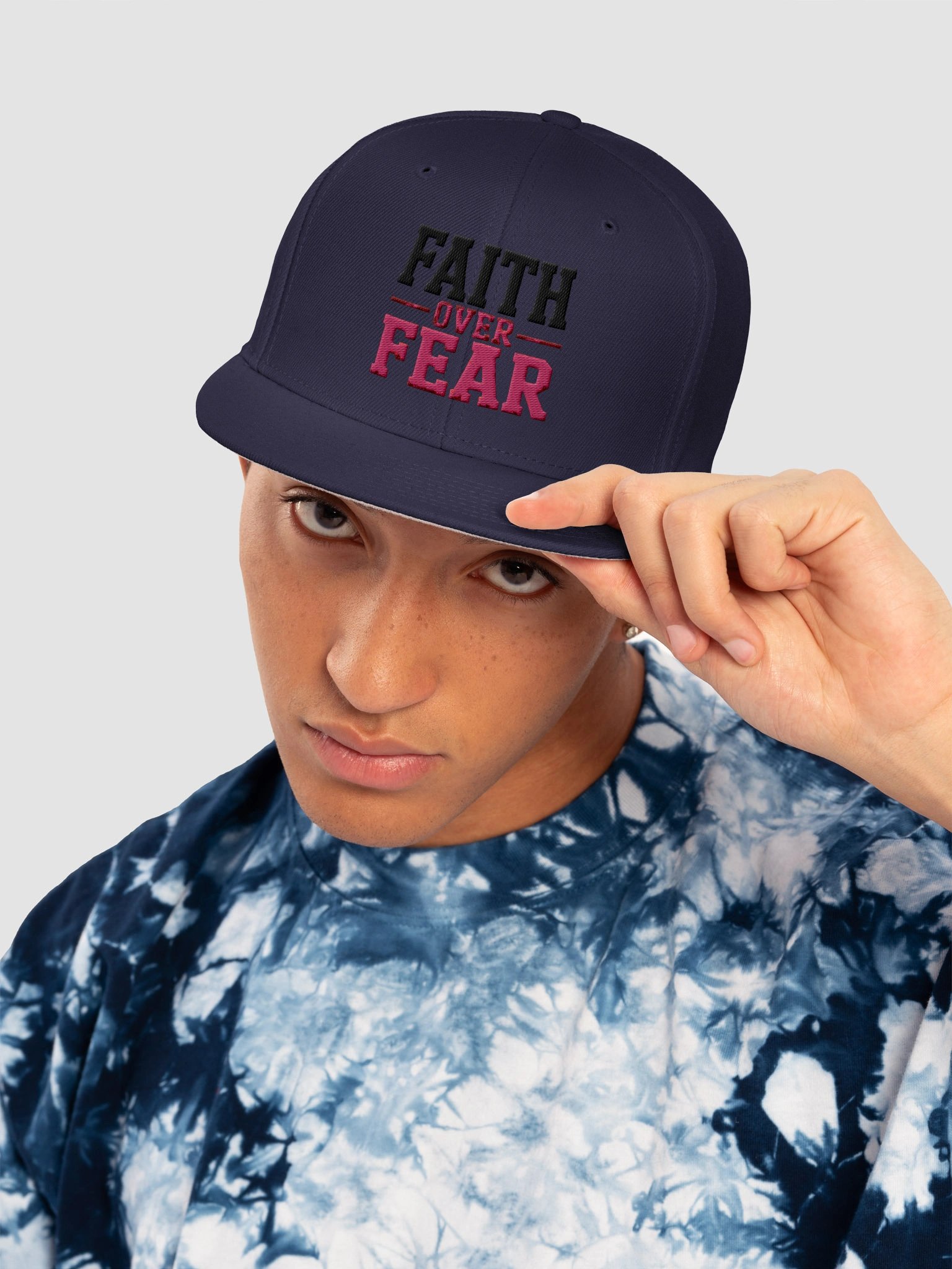 Faith Over Fear Embroidered Snapback Cap with Right Side Logo product image (31)