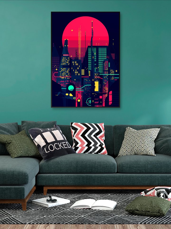 Synthwave Neon City (Bladerunner 1982 style) [synthwave/vaporwave/cyberpunk] — aesthetic poster, retrowave poster, neon print, movie poster product image (2)