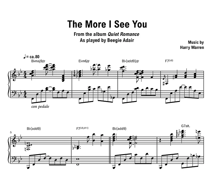 Beegie Adair - The More I See You - Sheet music (PDF) product image (1)