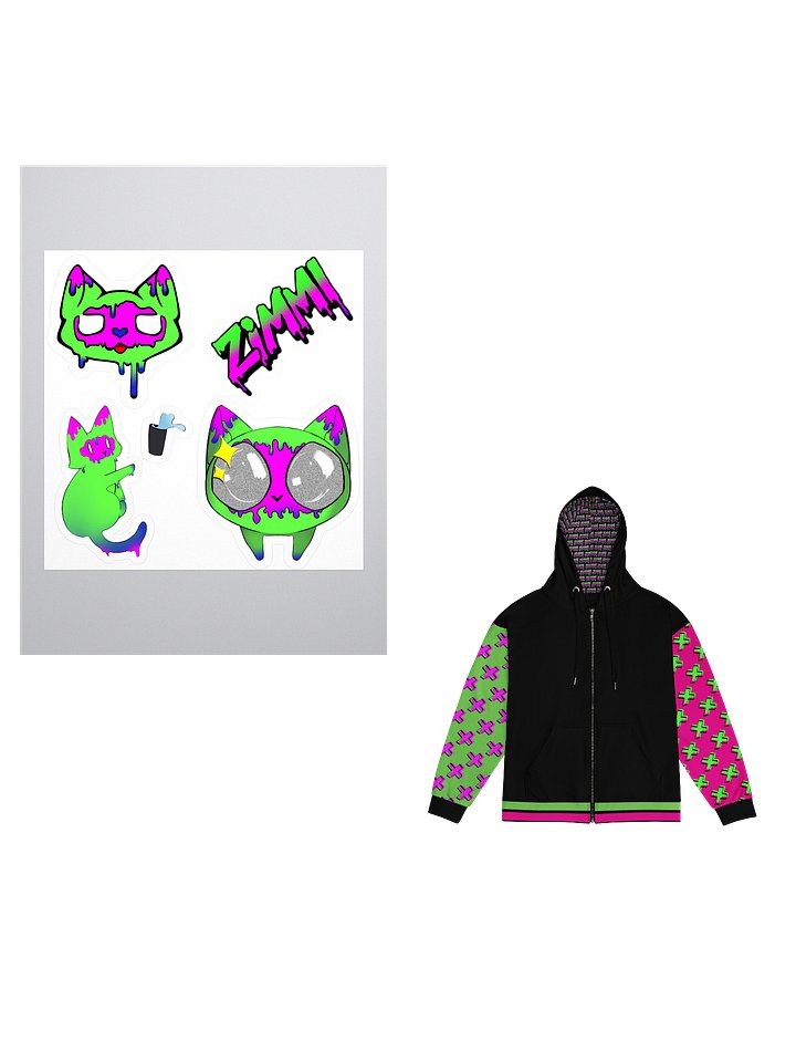 ZIMMI GlitchWave Hoodie (Black Edition) + Sticker Pack product image (1)