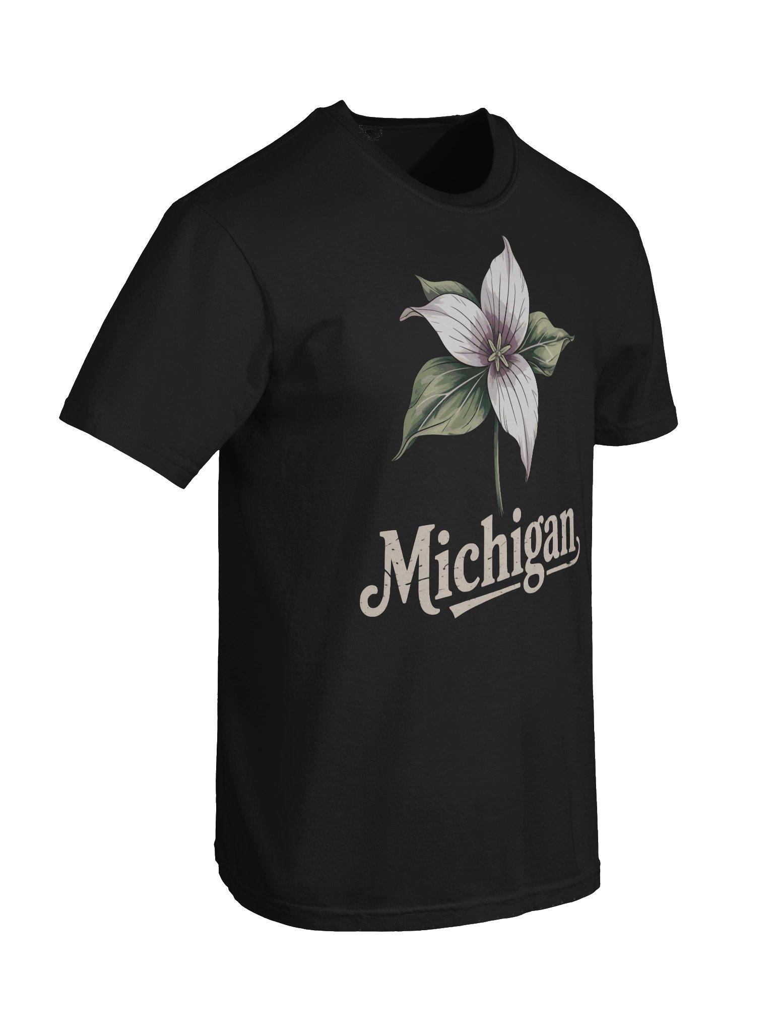 Michigan Trillium Flower T-Shirt | Vintage Great Lakes State Pride Tee product image (6)