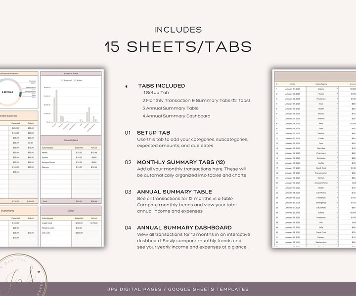Monthly and Annual Budget Spreadsheet Template product image (2)