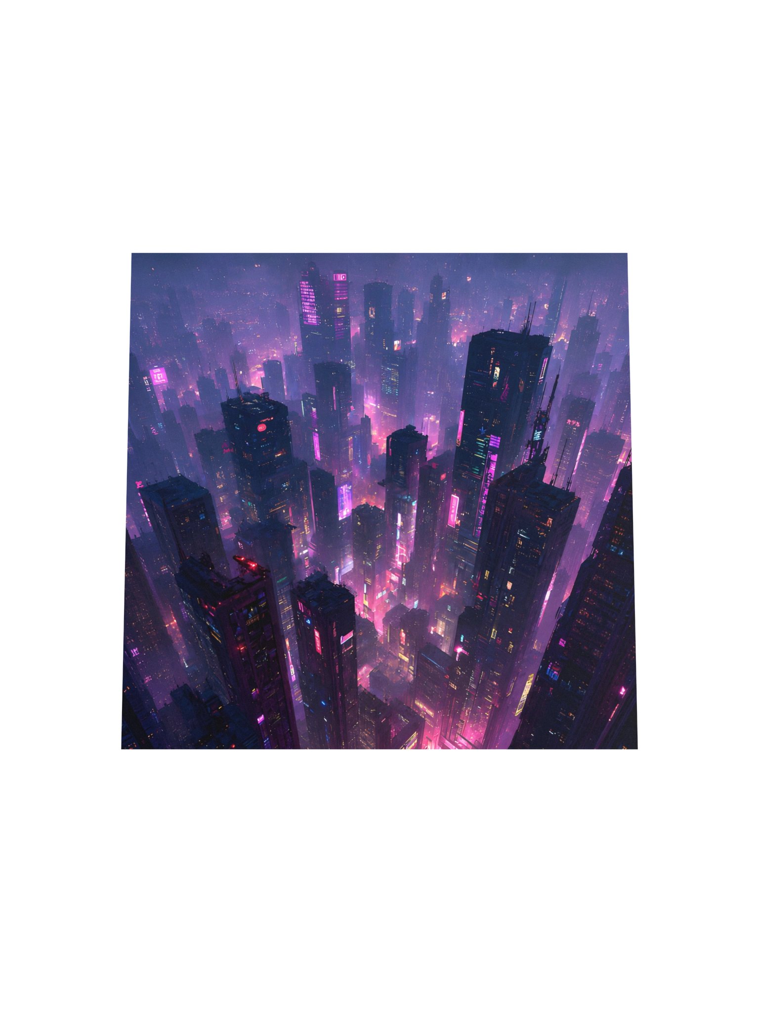 Neon Pink Cyberpunk City Poster 10x10 | Futuristic Gamer Tech Office Decor & Digital Art Gift product image (6)