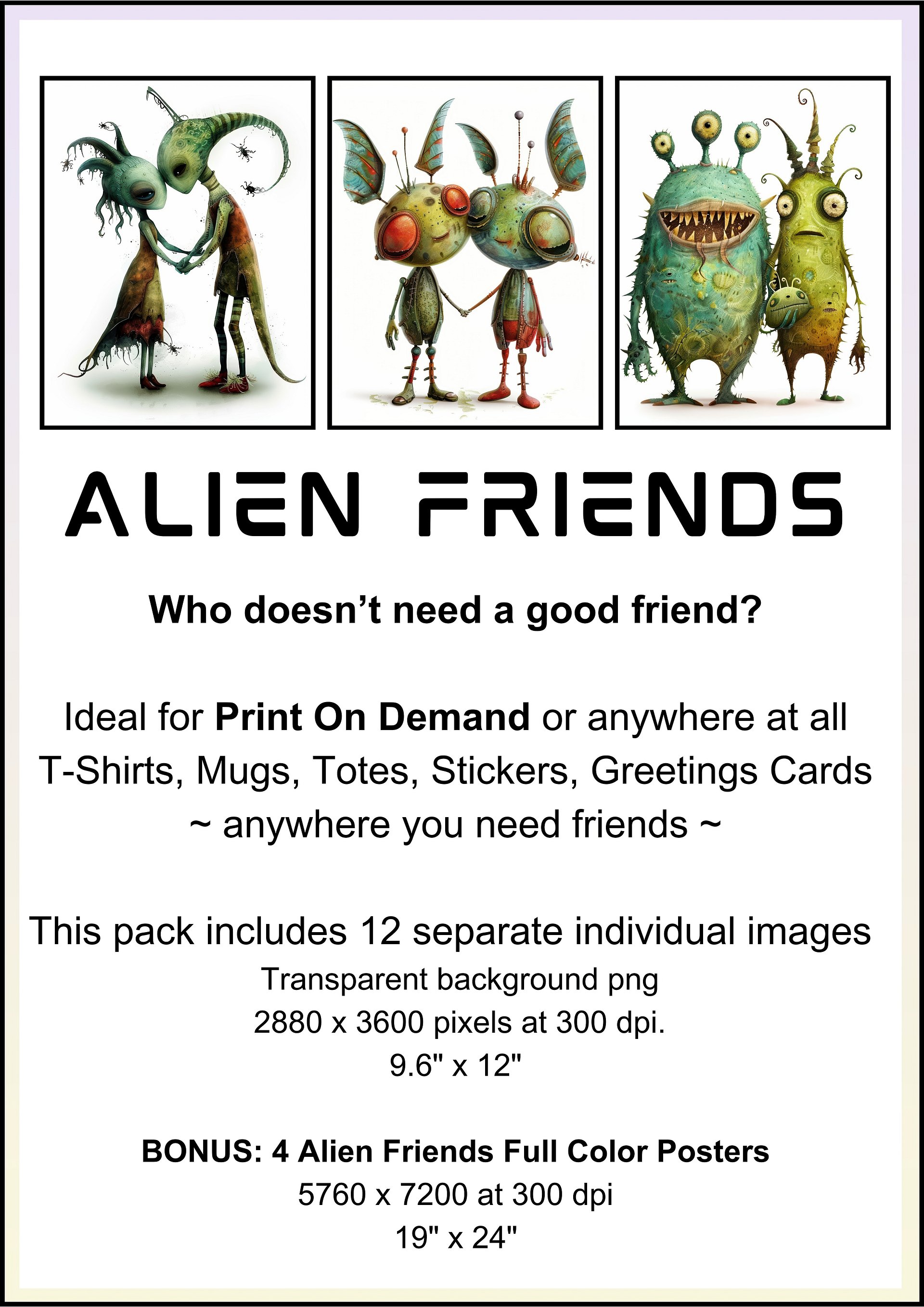 12 "Alien Friends" Clipart Image Bundle product image (1)