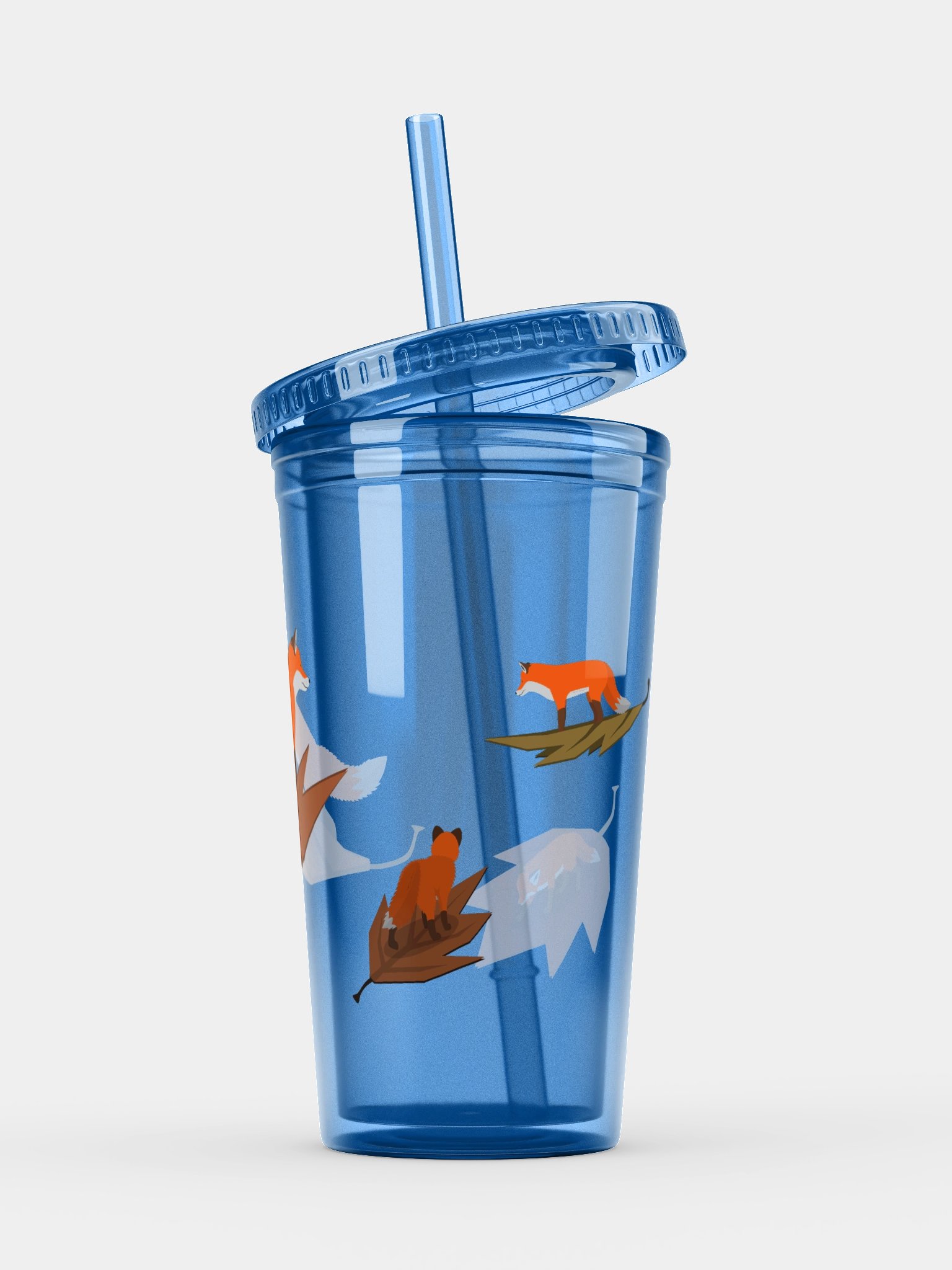 Tiny Autumn Leaf Foxes Transparent Tumbler product image (5)