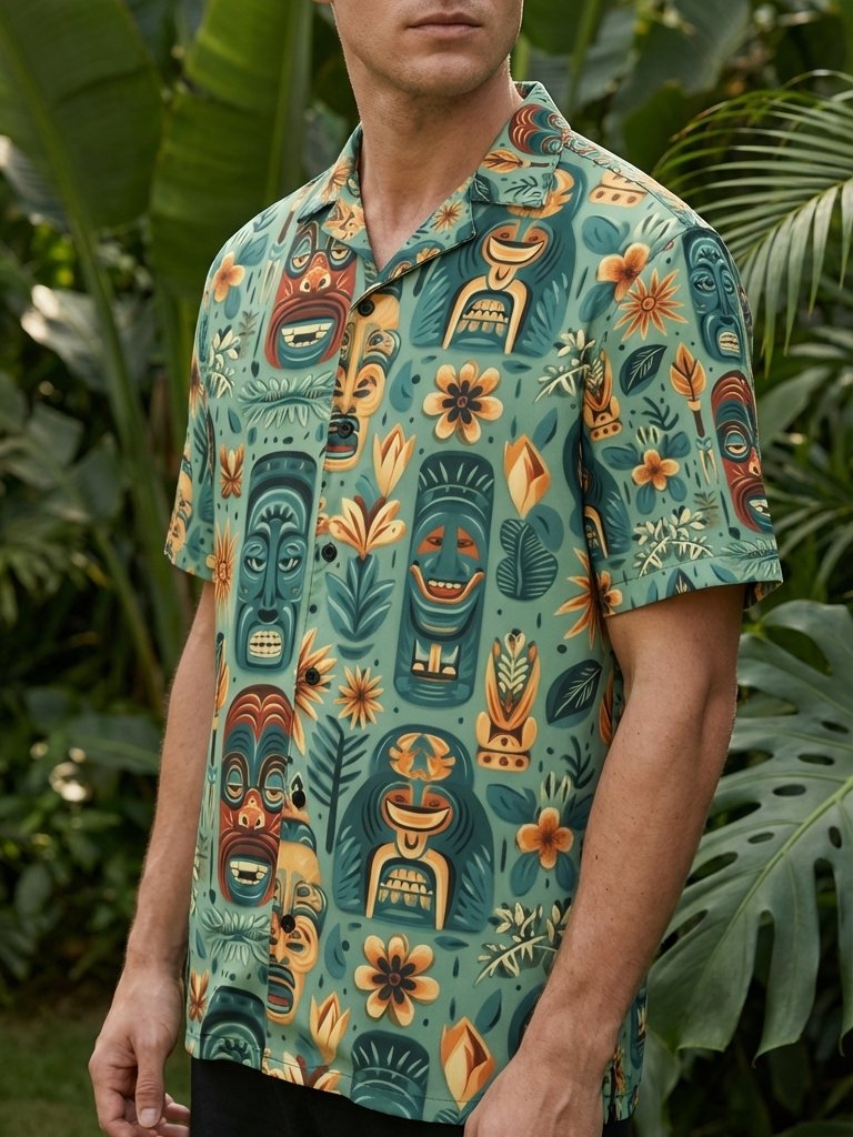 Tropical Tiki Mask Hawaiian Shirt product image (2)