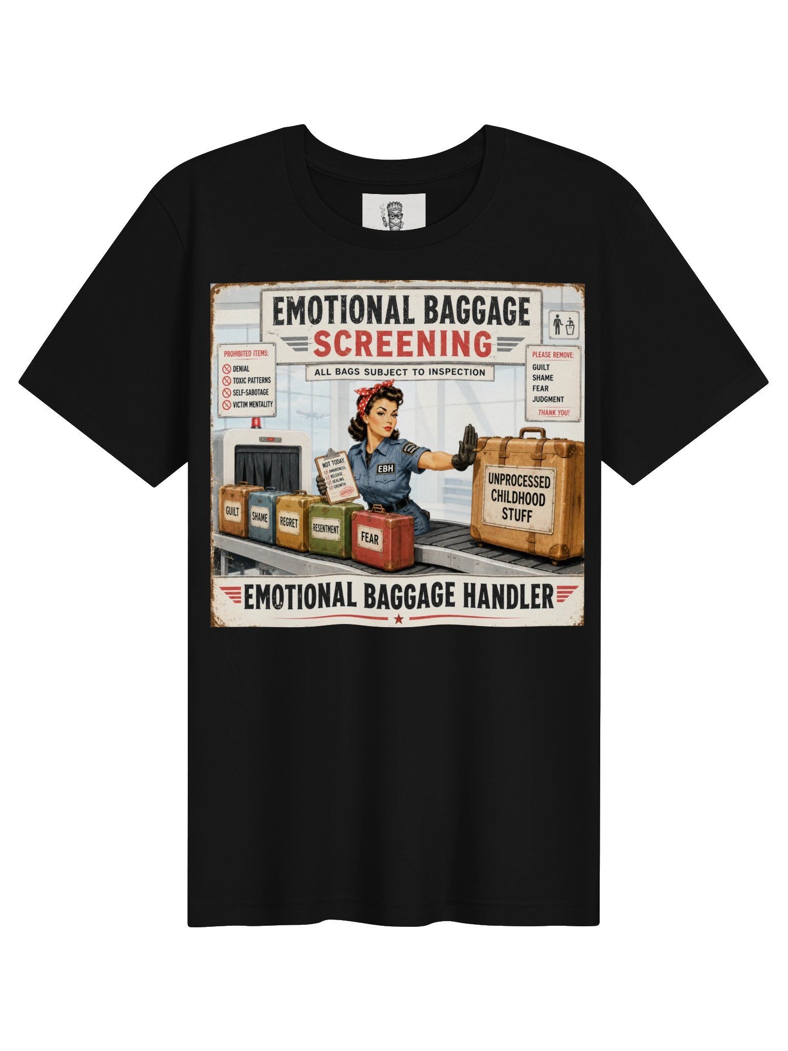 Emotional Baggage Screening – Emotional Baggage Handler Vintage Retro T-Shirt product image (1)