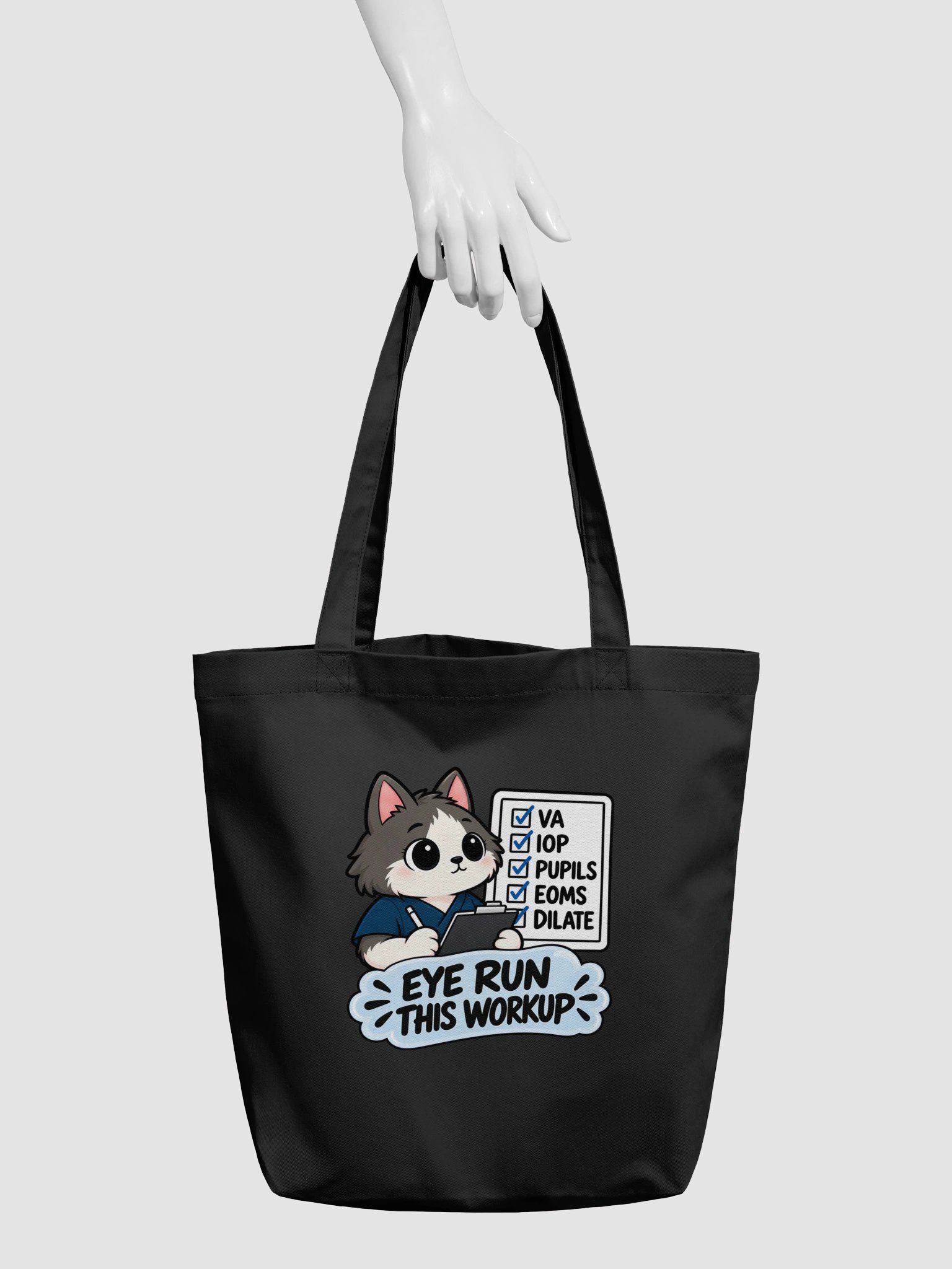 Sleepy Optometrist Eye Run This Workup Black Tote product image (2)