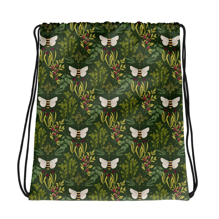Bees and Foliage Drawstring Bag product image (1)