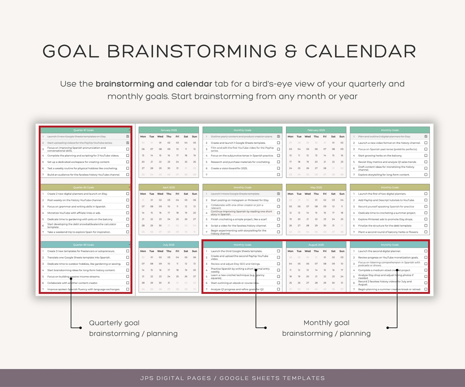 Goal Planner and Tracker, Google Sheets Template product image (6)
