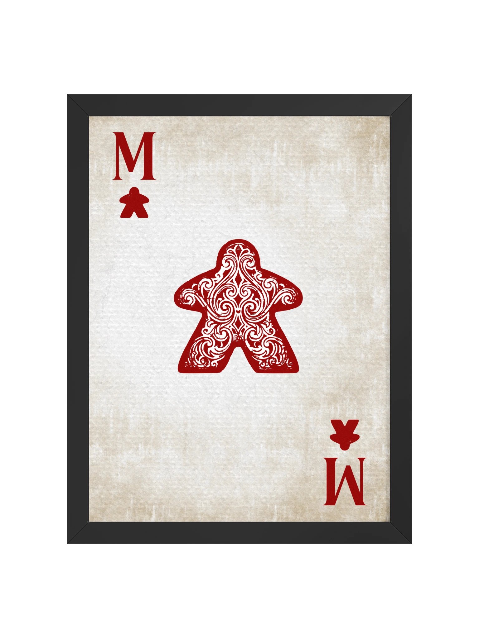 Vintage Meeple Red Ace Playing Card Board Game Room Poster - FRAMED product image (2)