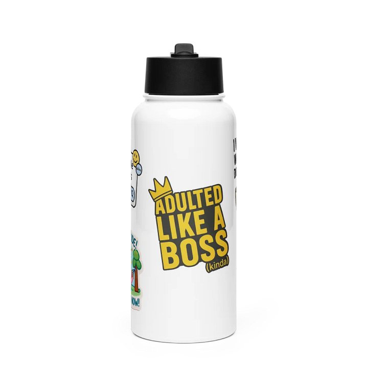 Humorous Adulting Stickers on a Water Bottle product image (1)