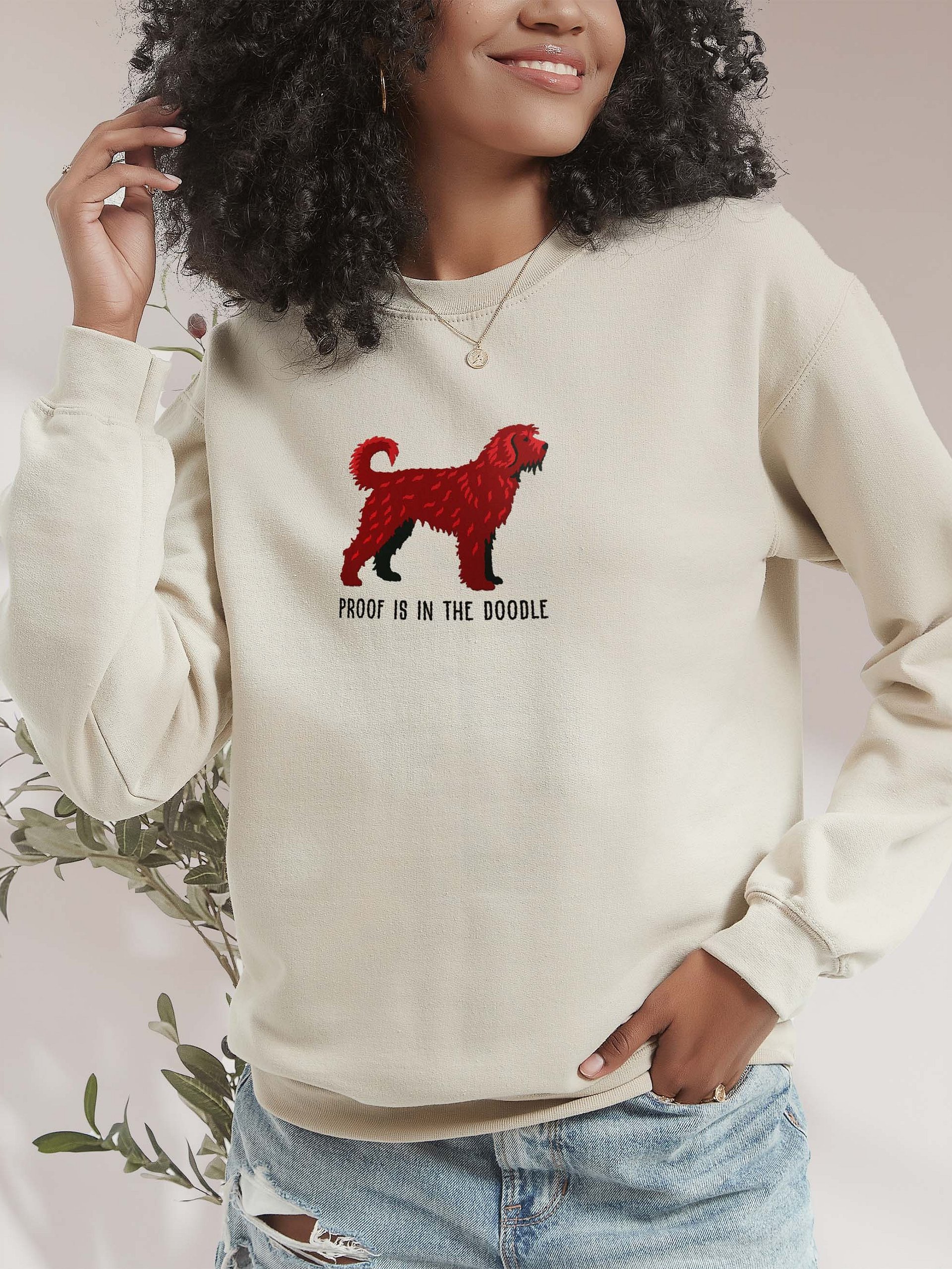 Proof Is in the Doodle Sweatshirt (Embroidered) of a Doodle Dog (Chocolate) product image (2)
